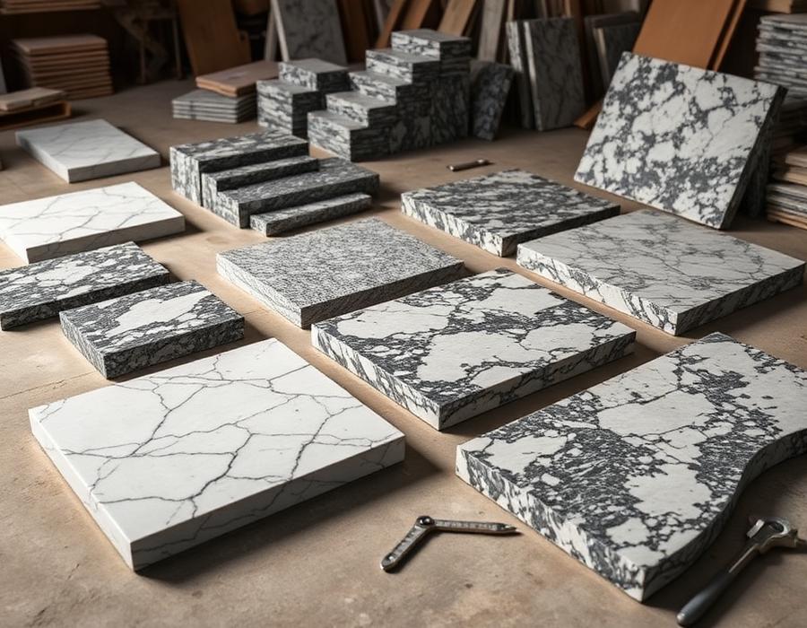 Cut-to-size granite prepared for a project