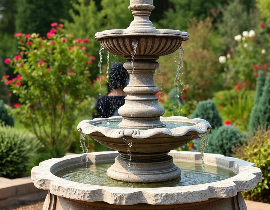 Granite garden fountain
